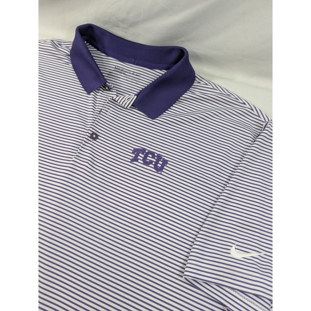 TCU Horned Frogs Polo Shirt Mens 2XL Purple Golf Nike Dri Fit NCAA Performance